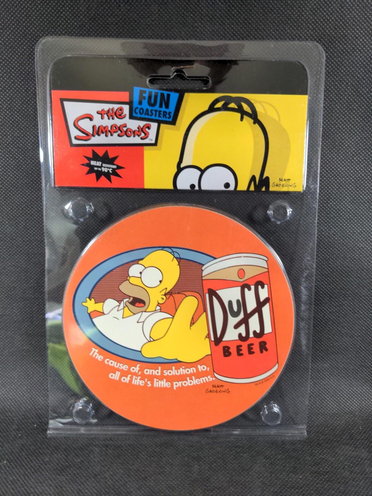 The Simpsons Drink Coasters Coffee Tea  Beer Mats Duff Beer-4 Coasters Per Pack - Retrorama UK