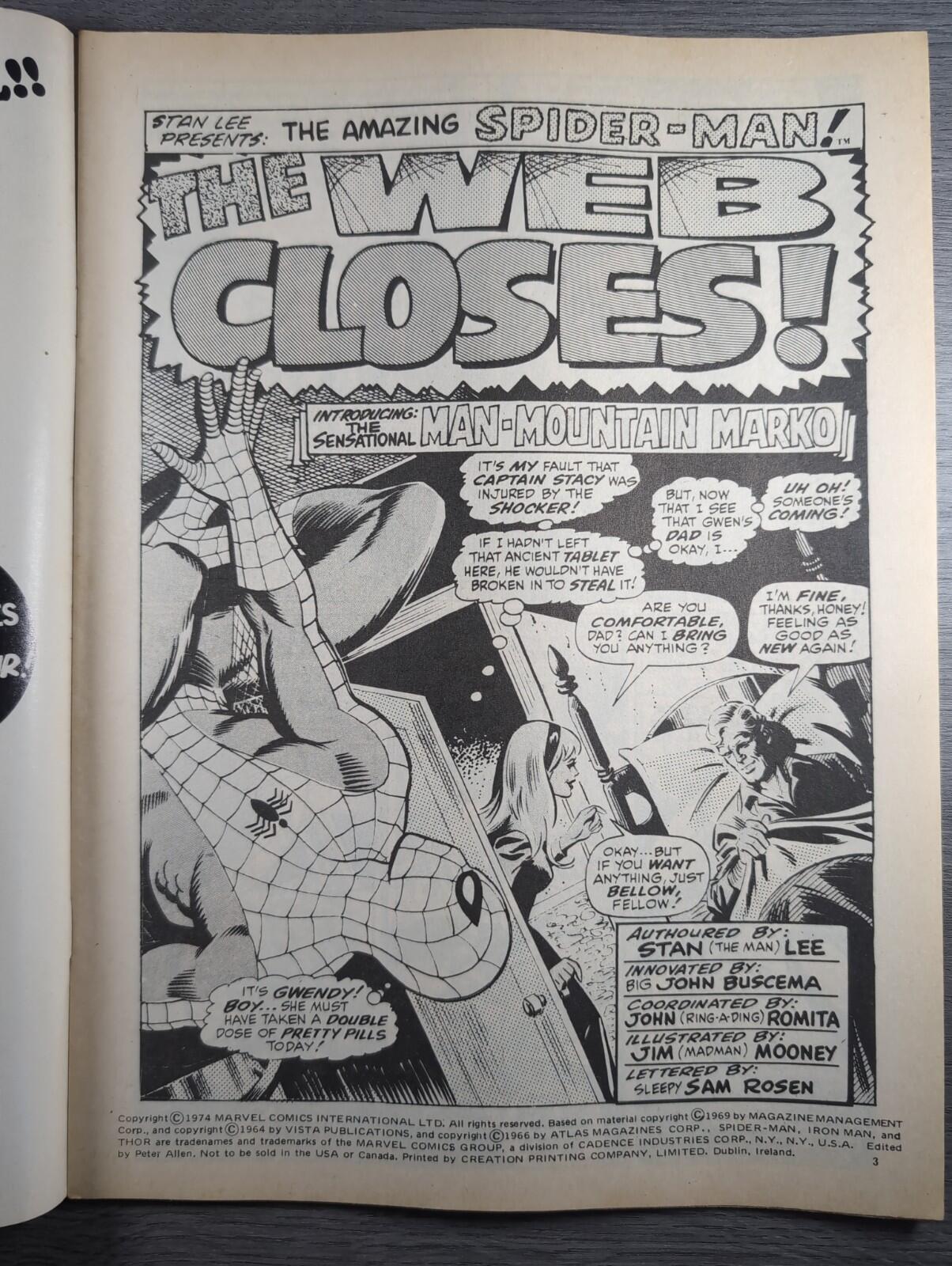 Spider-Man Comics Weekly No 86 Marvel Comics UK 5th October 1974 Vintage Comic