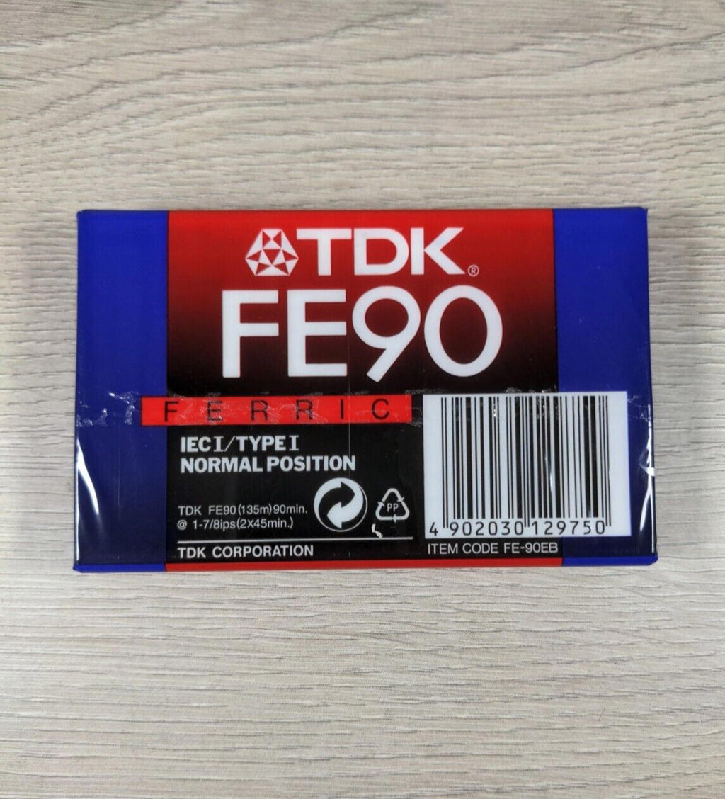 TDK FE90 Ferric ICE/Type I Low Noise Audio Cassette Tape 90 Mins Factory Sealed - Retrorama UK