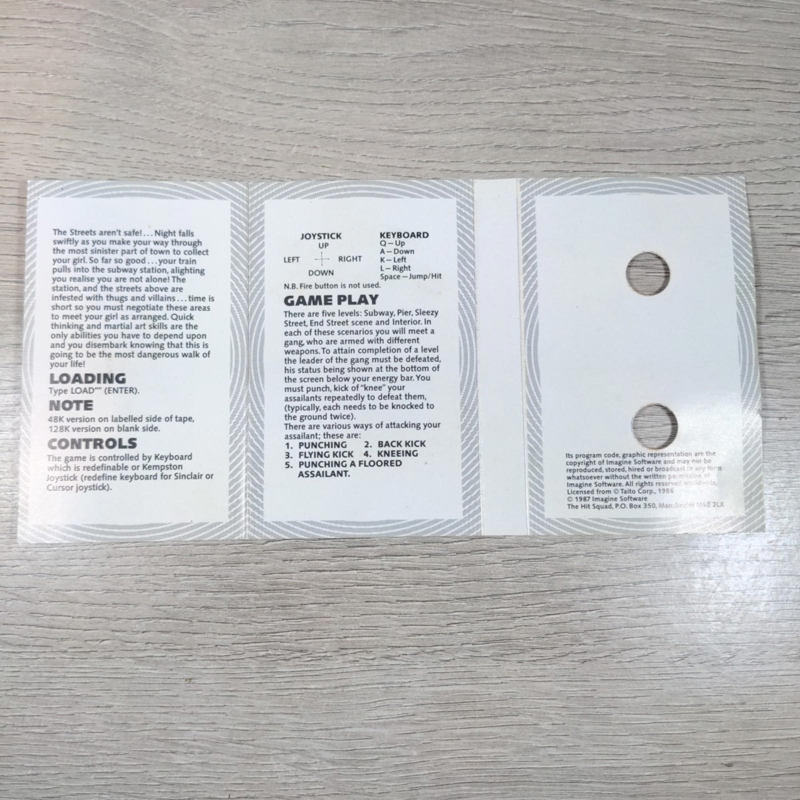Renegade ZX Spectrum 48/128K Game Cassette The Hit Squad Tested & Working