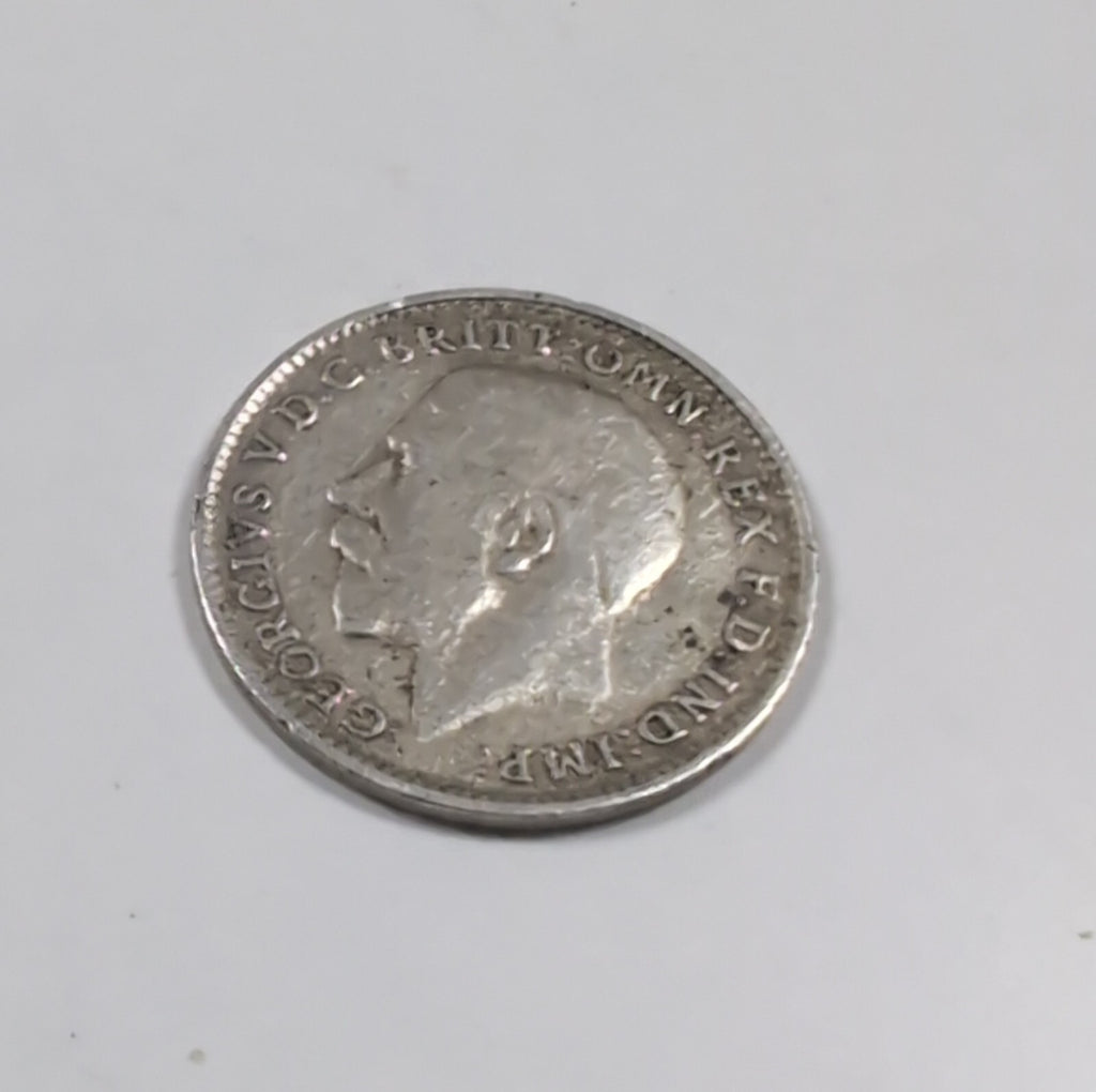 1918 George V Sterling Silver 3D Threepence Coin Good Condition