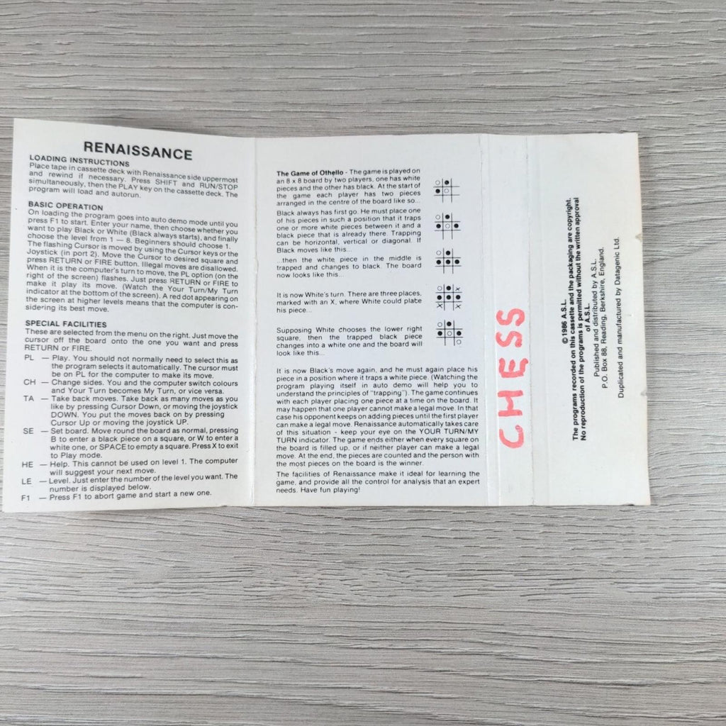 Grandmaster Chess Commodore 64 C64 Video Game Cassette Tested & Working