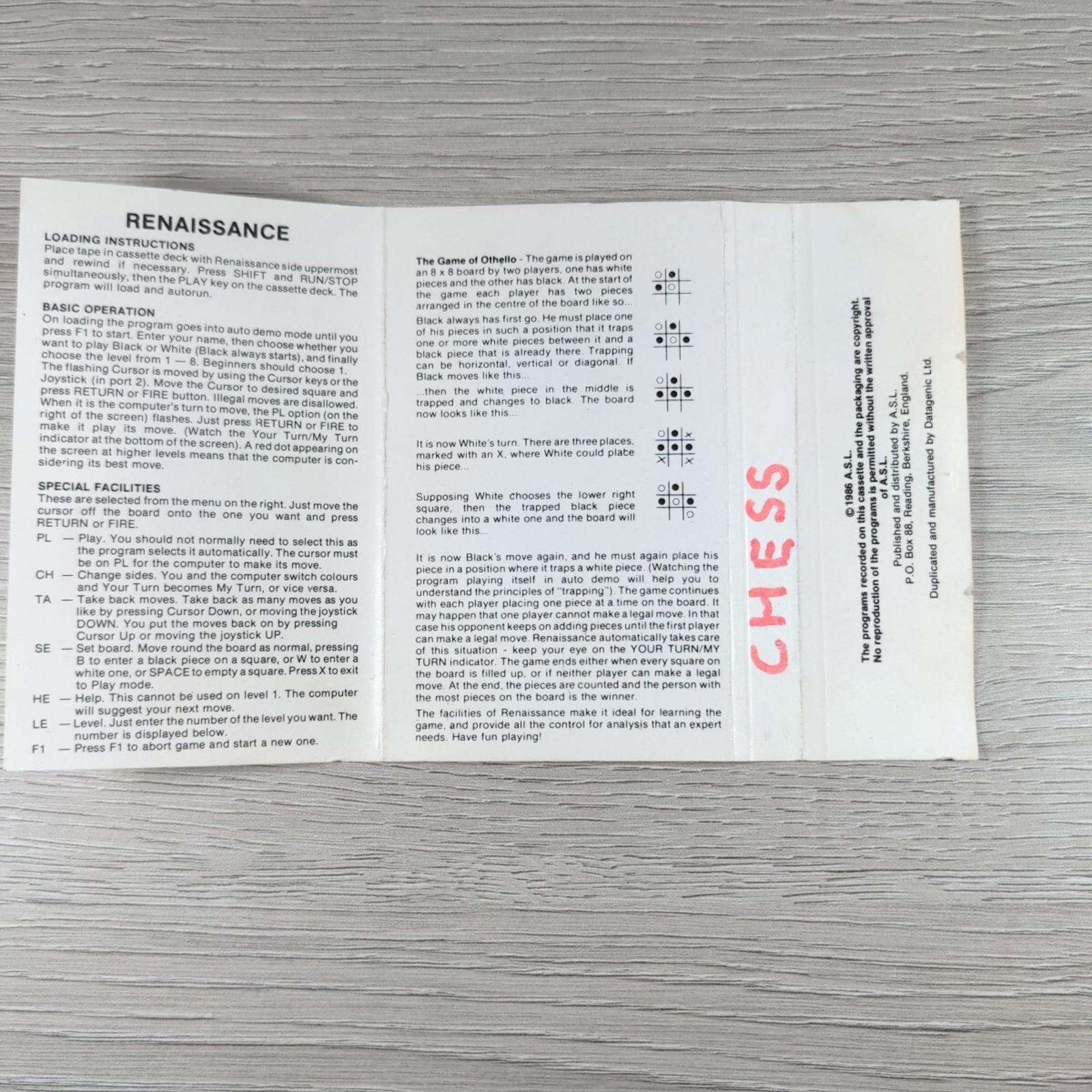 Grandmaster Chess Commodore 64 C64 Video Game Cassette Tested & Working
