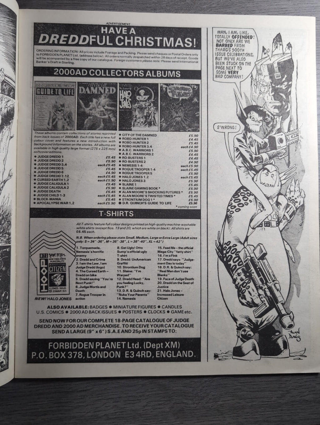 2000AD Prog 500 Featuring Judge Dread Comic 13th Dec 1986 Vintage Retro Comic