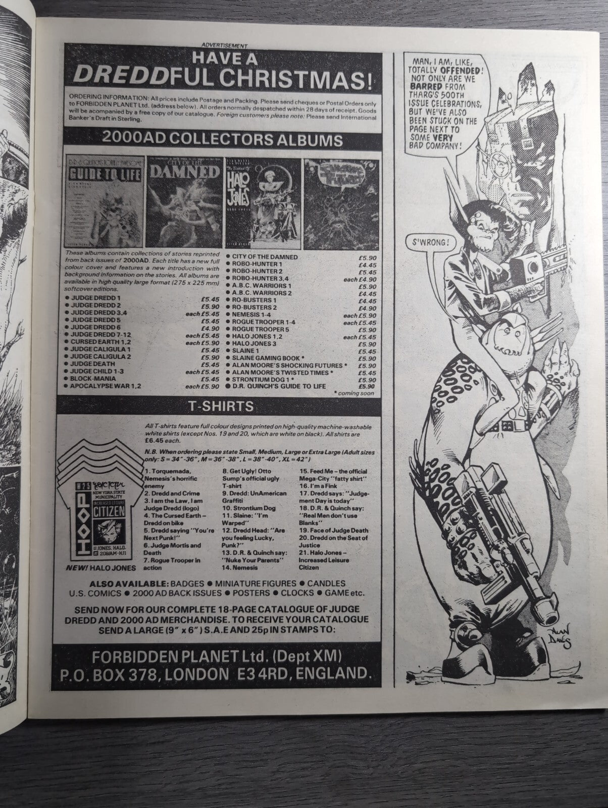 2000AD Prog 500 Featuring Judge Dread Comic 13th Dec 1986 Vintage Retro Comic