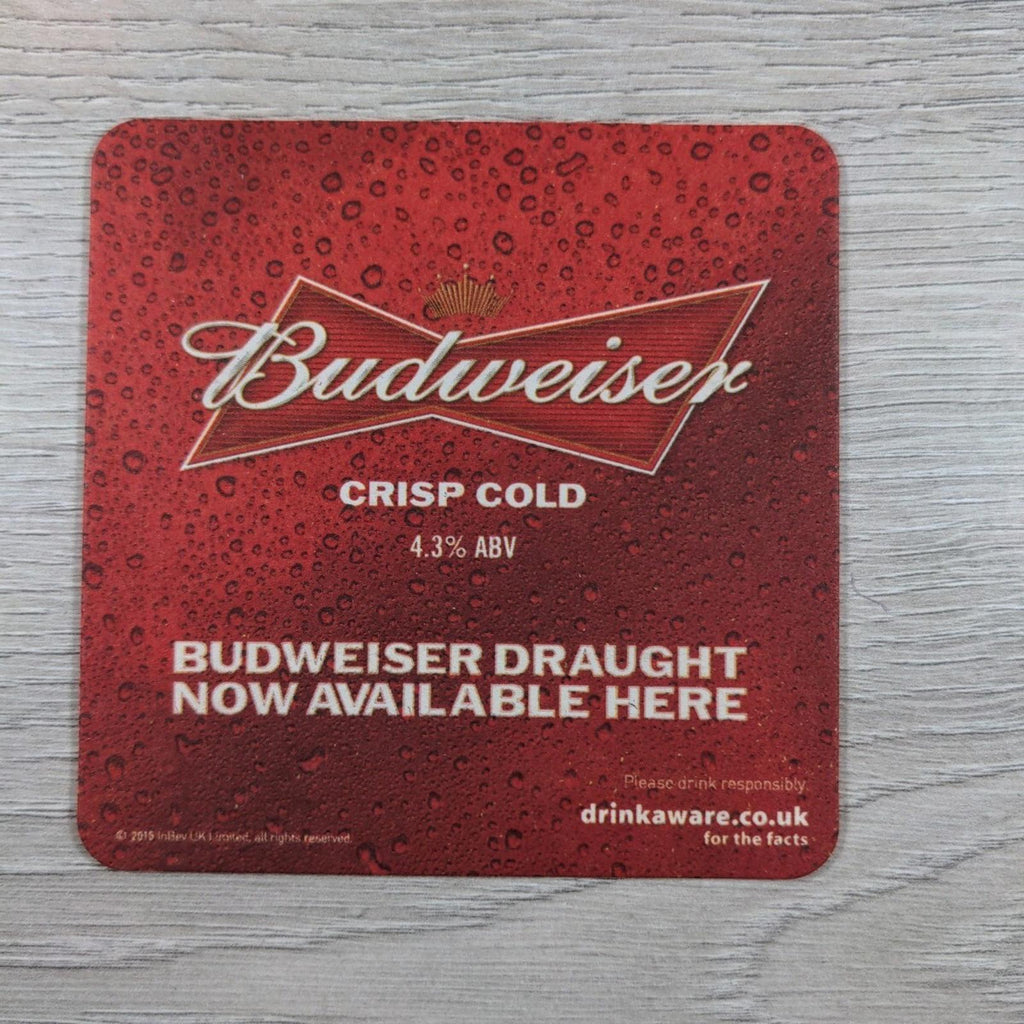 Budweiser 5 x Beer Mats Pub Bar Coaster Breweriana - Retrorama UK