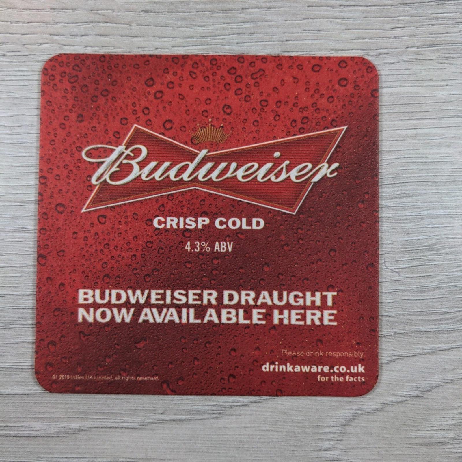 Budweiser 5 x Beer Mats Pub Bar Coaster Breweriana - Retrorama UK