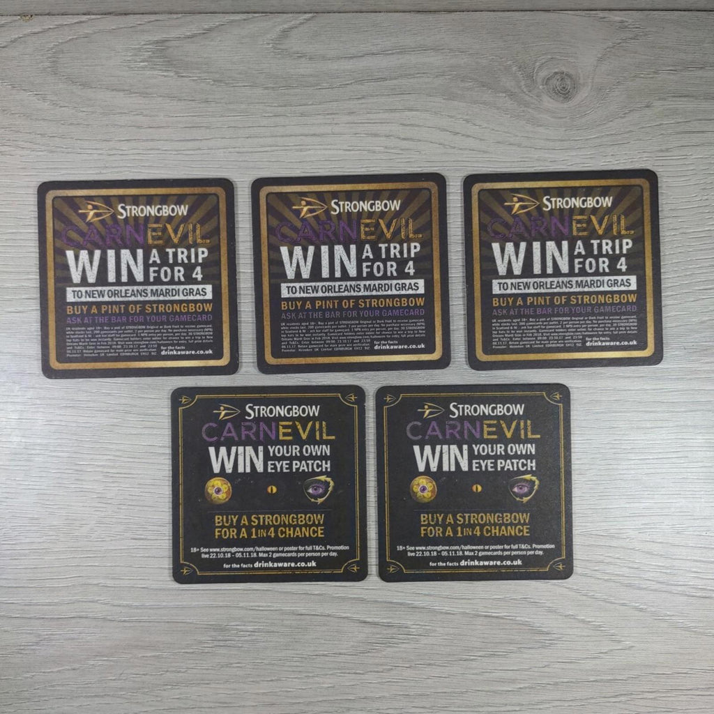 Strongbow 5 x Vintage Beer Mats Pub Bar Coaster Breweriana - Retrorama UK
