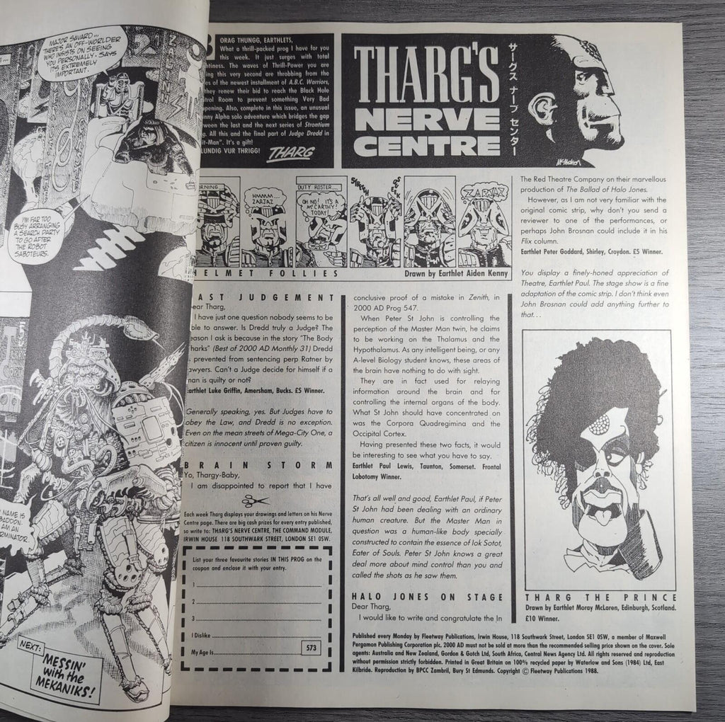 2000AD Prog 573 Featuring Judge Dredd 7th May 1988 Vintage Comic