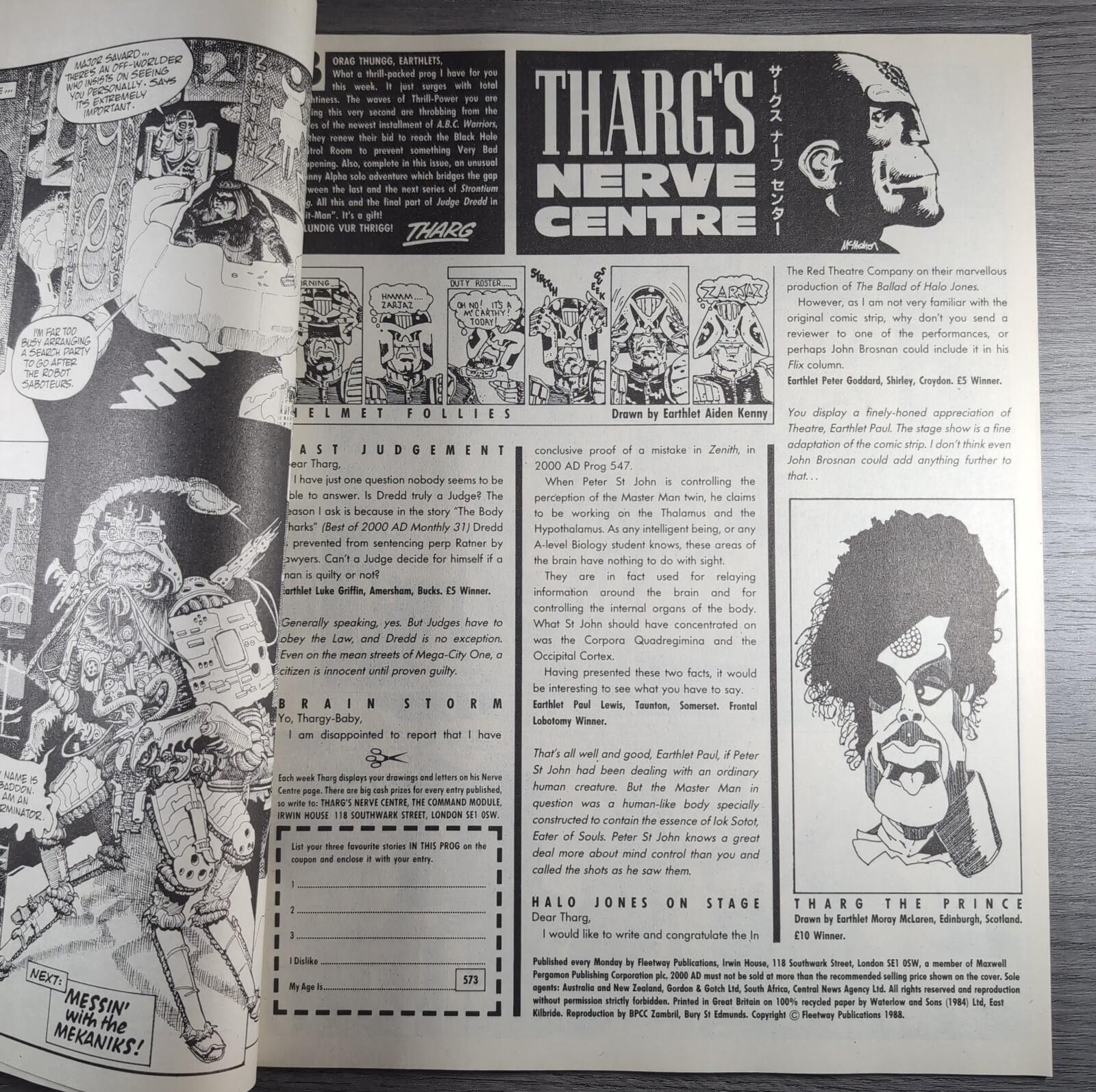 2000AD Prog 573 Featuring Judge Dredd 7th May 1988 Vintage Comic