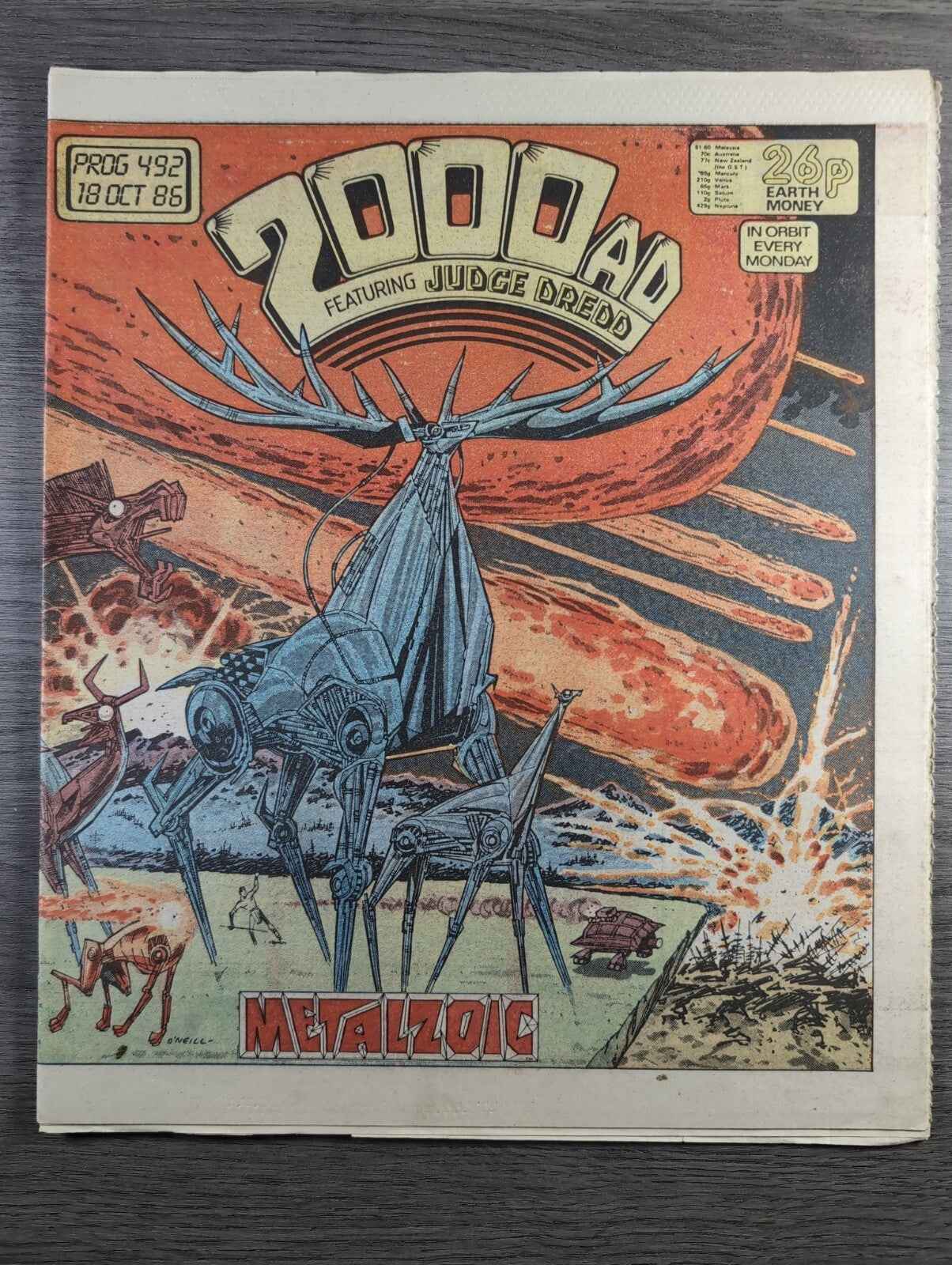 2000AD Prog 492 Featuring Judge Dread Comic 18th Oct 1986 Vintage Retro Comic
