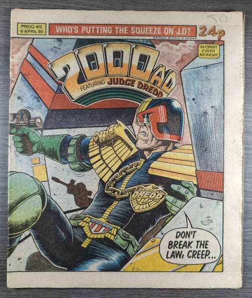 2000AD Prog 412 Featuring Judge Dread Comic 6th April 1985 Vintage Retro Comic