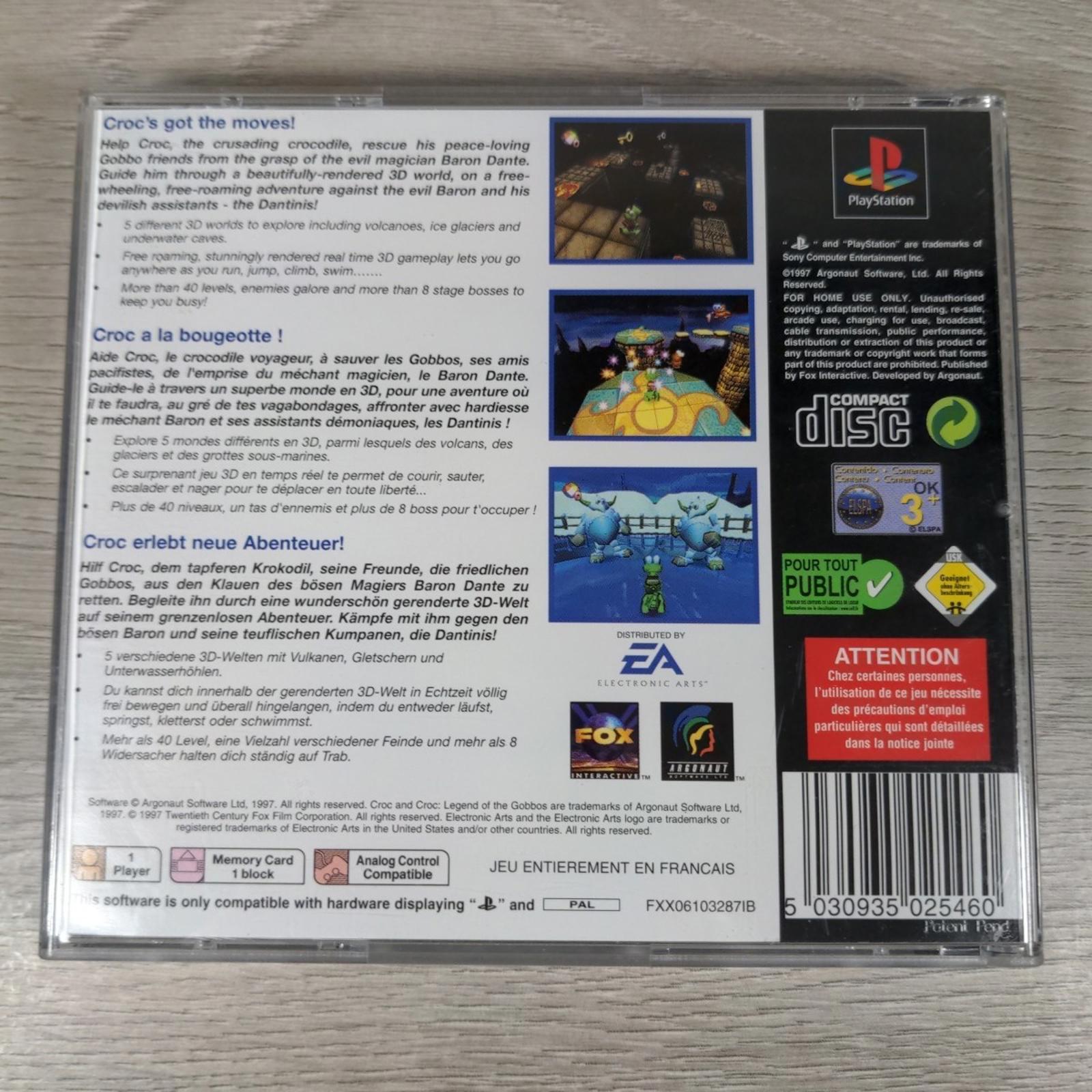 Croc Legend Of The Gobbos Playstation 1 PS1 Game + Manual