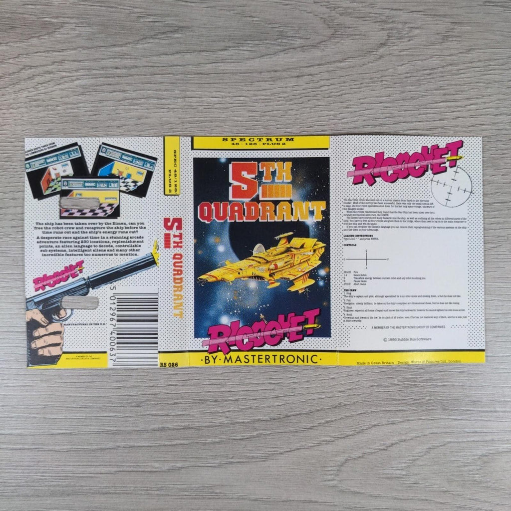 5th Quadrant ZX Spectrum 48K 128K Video Game Cassette Tested & Working