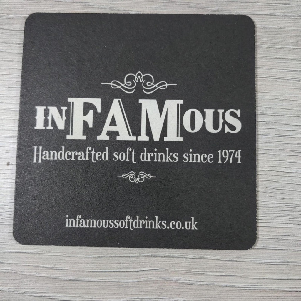 InFAMous 6 x Vintage Beer Mats Pub Bar Coaster Breweriana - Retrorama UK