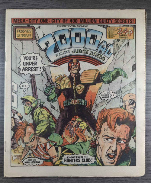 2000AD Prog 409 Featuring Judge Dread Comic 16th March 1985 Vintage Retro Comic