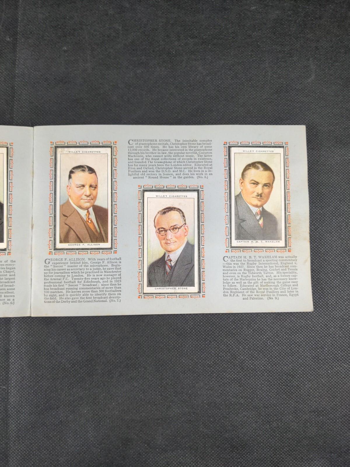 Radio Celebrities Wills Cigarette Cards Complete Set Vintage Year 1934