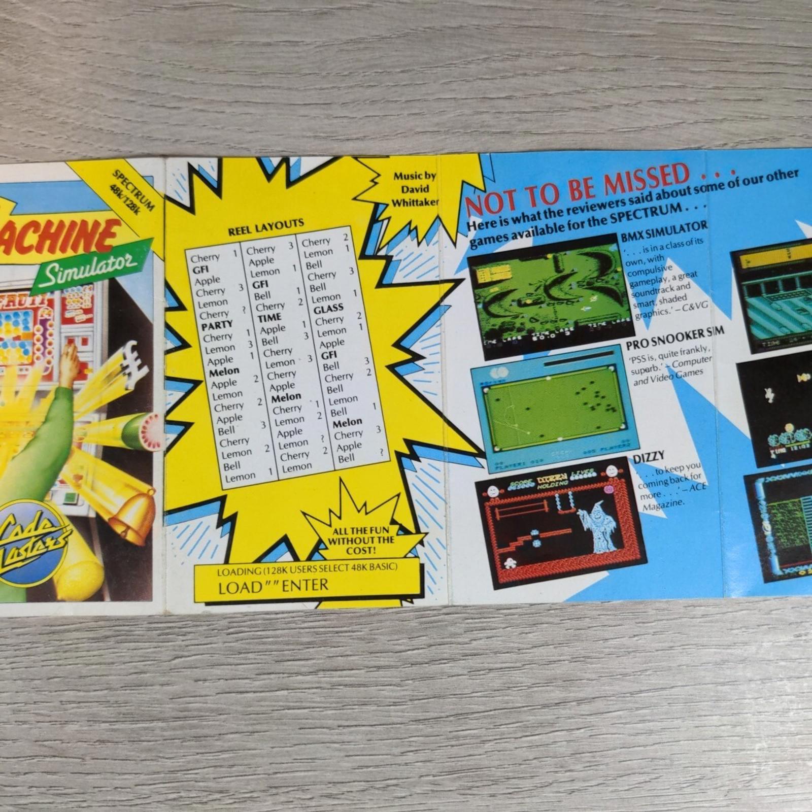 Fruit Machine Simulator ZX Spectrum 48K 128K Game Cassette Tested & Working