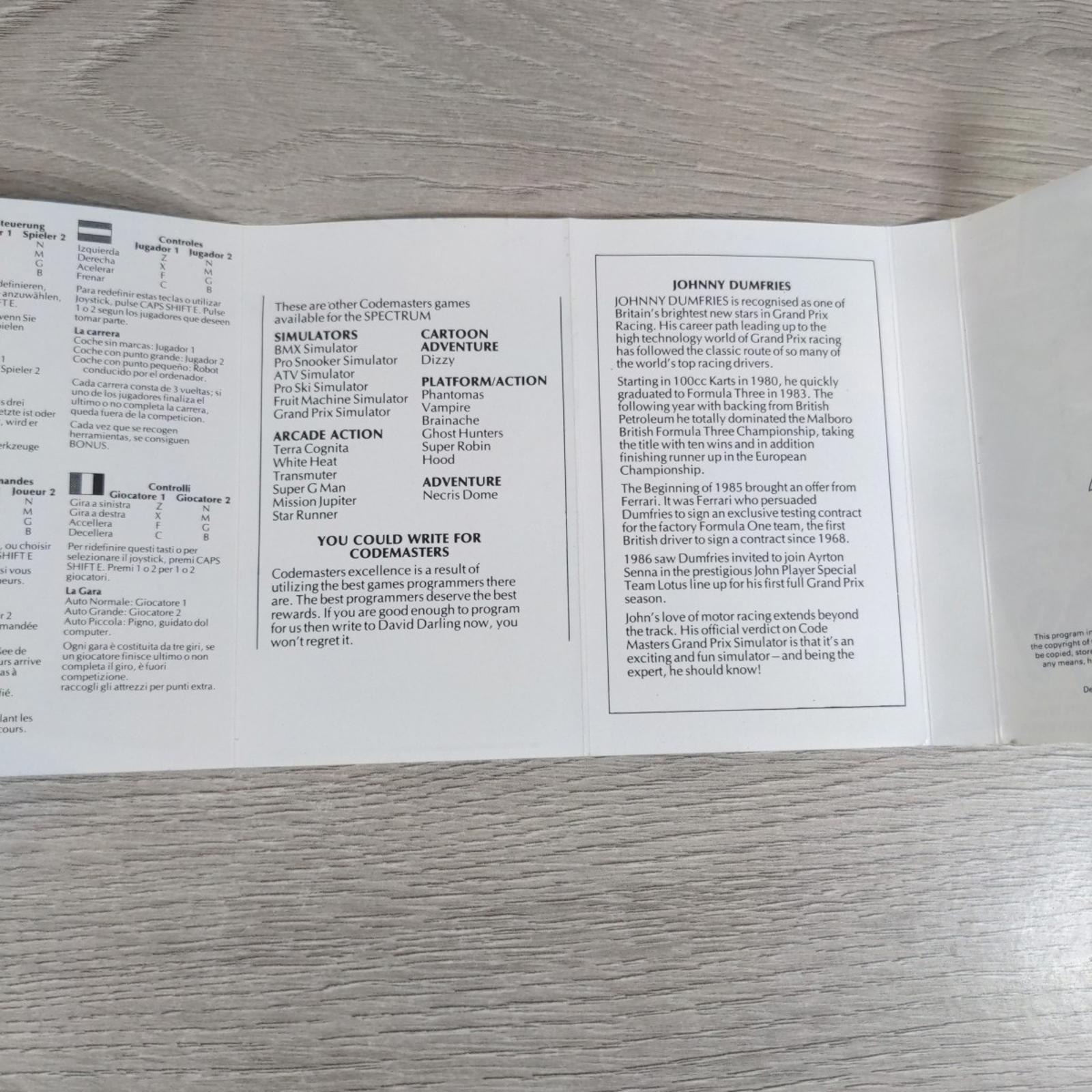 Grand Prix Simulator ZX Spectrum 48/128K Game Cassette Tested & Working