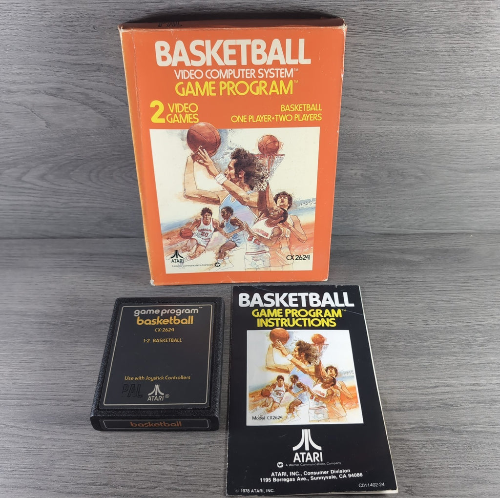 Basketball Atari 2600 Game CX2624 Cartridge & Manual Boxed CIB Tested & Working