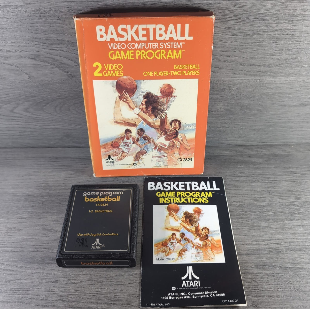 Basketball Atari 2600 Game CX2624 Cartridge & Manual Boxed CIB Tested & Working