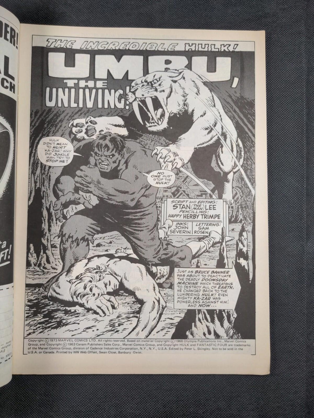 Mighty World of Marvel Issue No 62 December 1973 Marvel UK  Vintage Comic - Retrorama UK