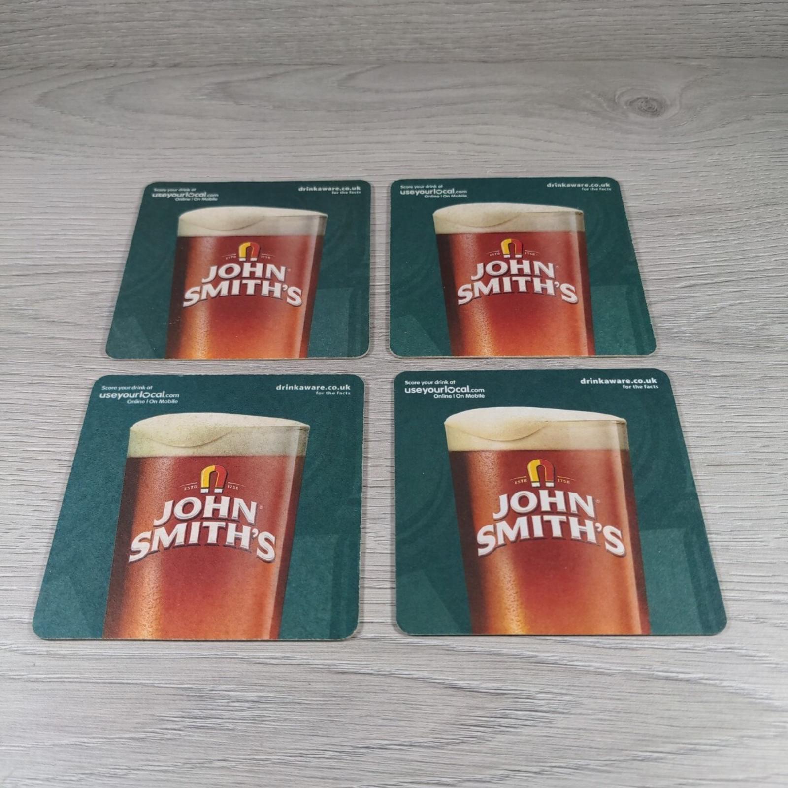 John Smiths 4 x Vintage Beer Mats Pub Bar Coaster  Breweriana - Retrorama UK