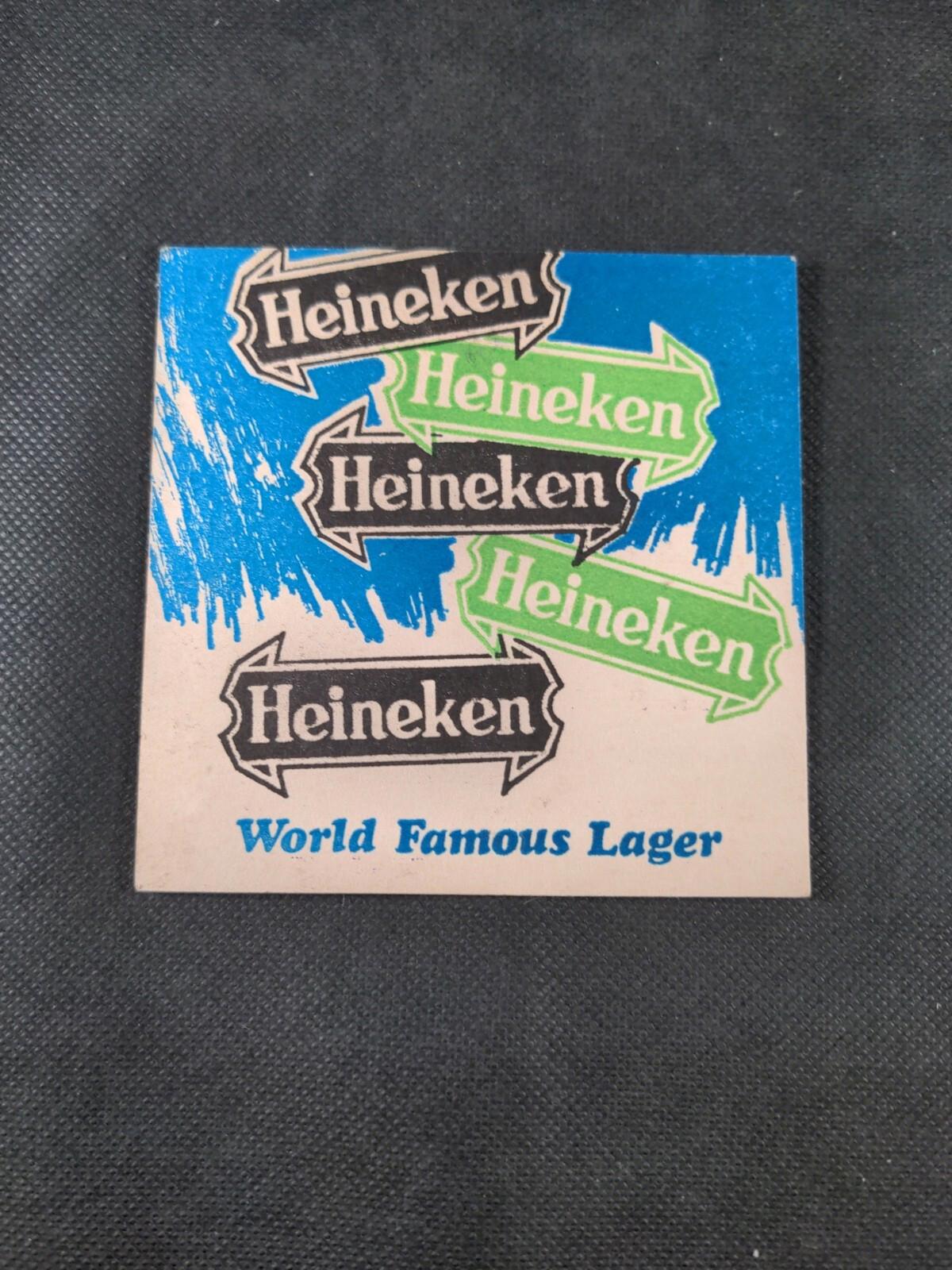 4 Vintage Beer Mats Heineken Larger - Retrorama UK