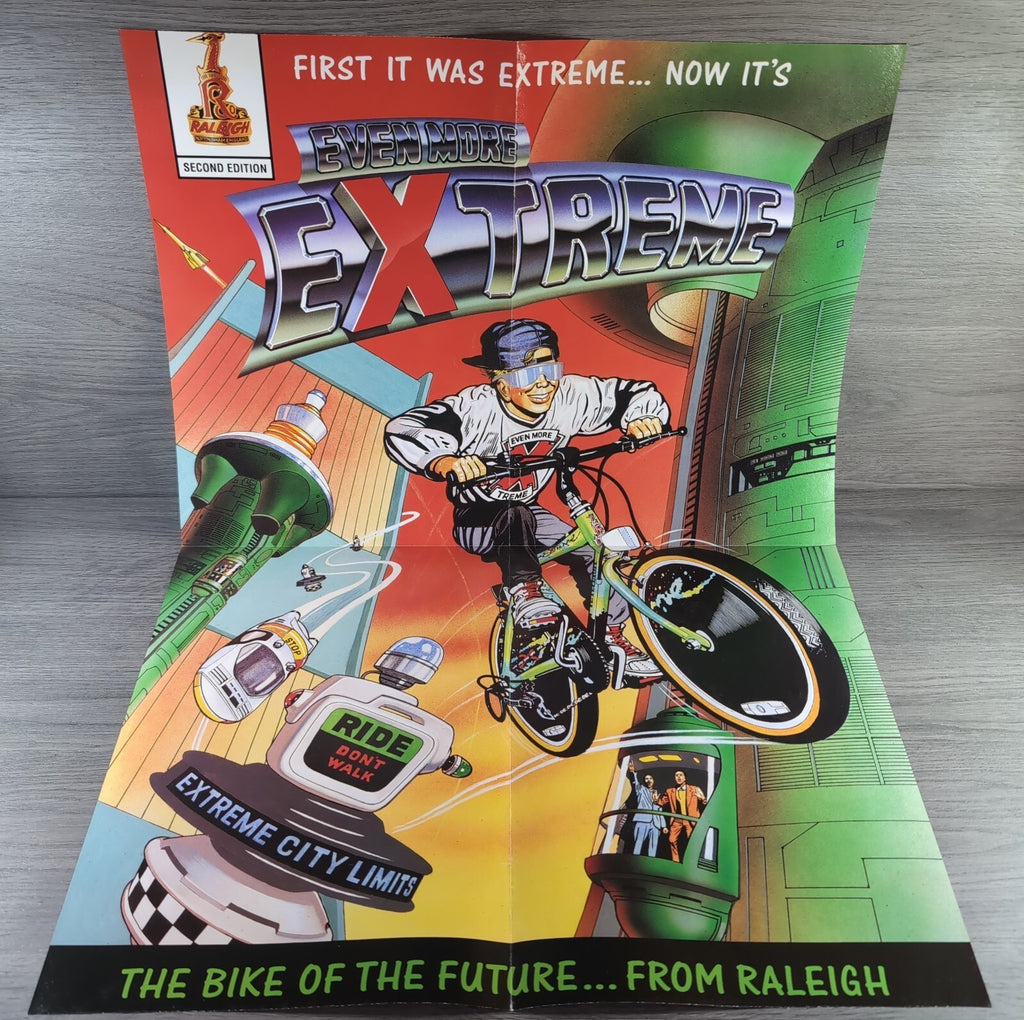 Raleigh Extreme Second Edition Bicycle Promotional Poster Vintage 1980s Genuine
