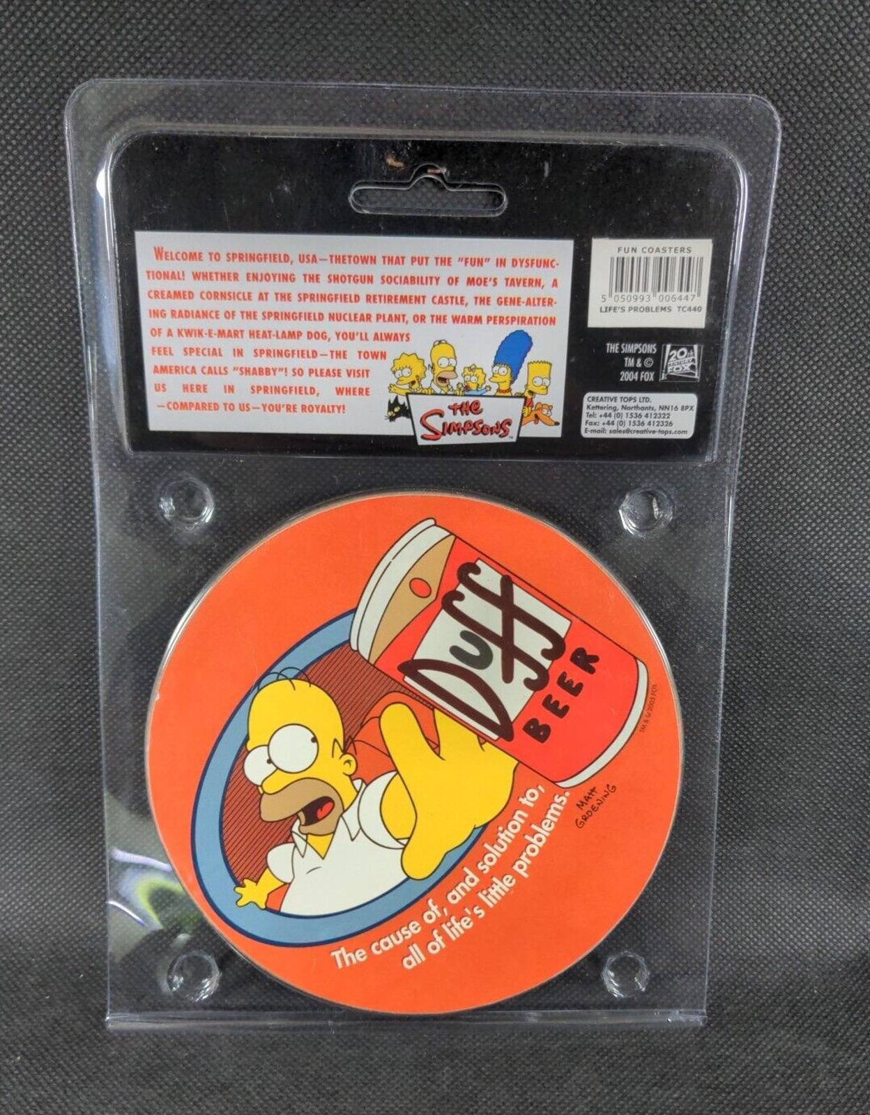 The Simpsons Drink Coasters Coffee Tea  Beer Mats Duff Beer-4 Coasters Per Pack