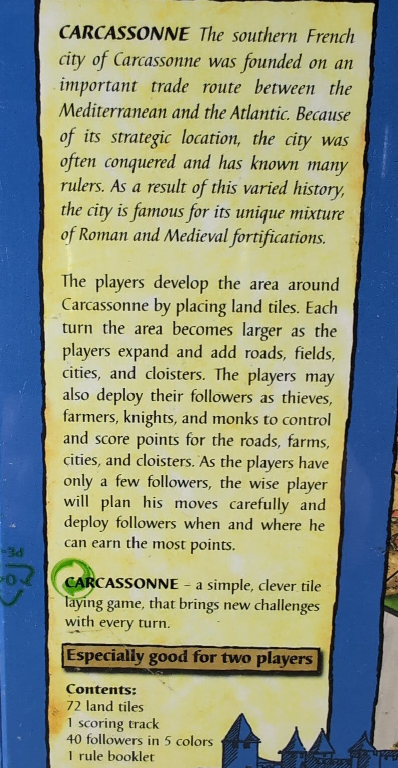 Carrassonne Medieval Board Game Rio Grande Games 2000 New & Sealed
