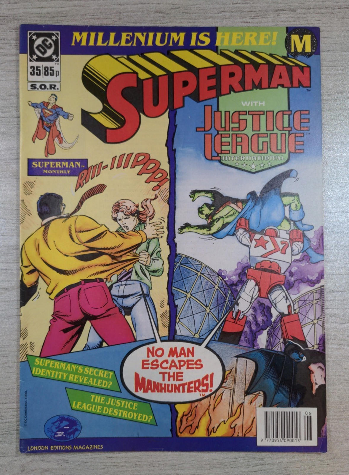 DC Comics Superman With Justice League Issue No #35 1990 Vintage Comic - Retrorama UK