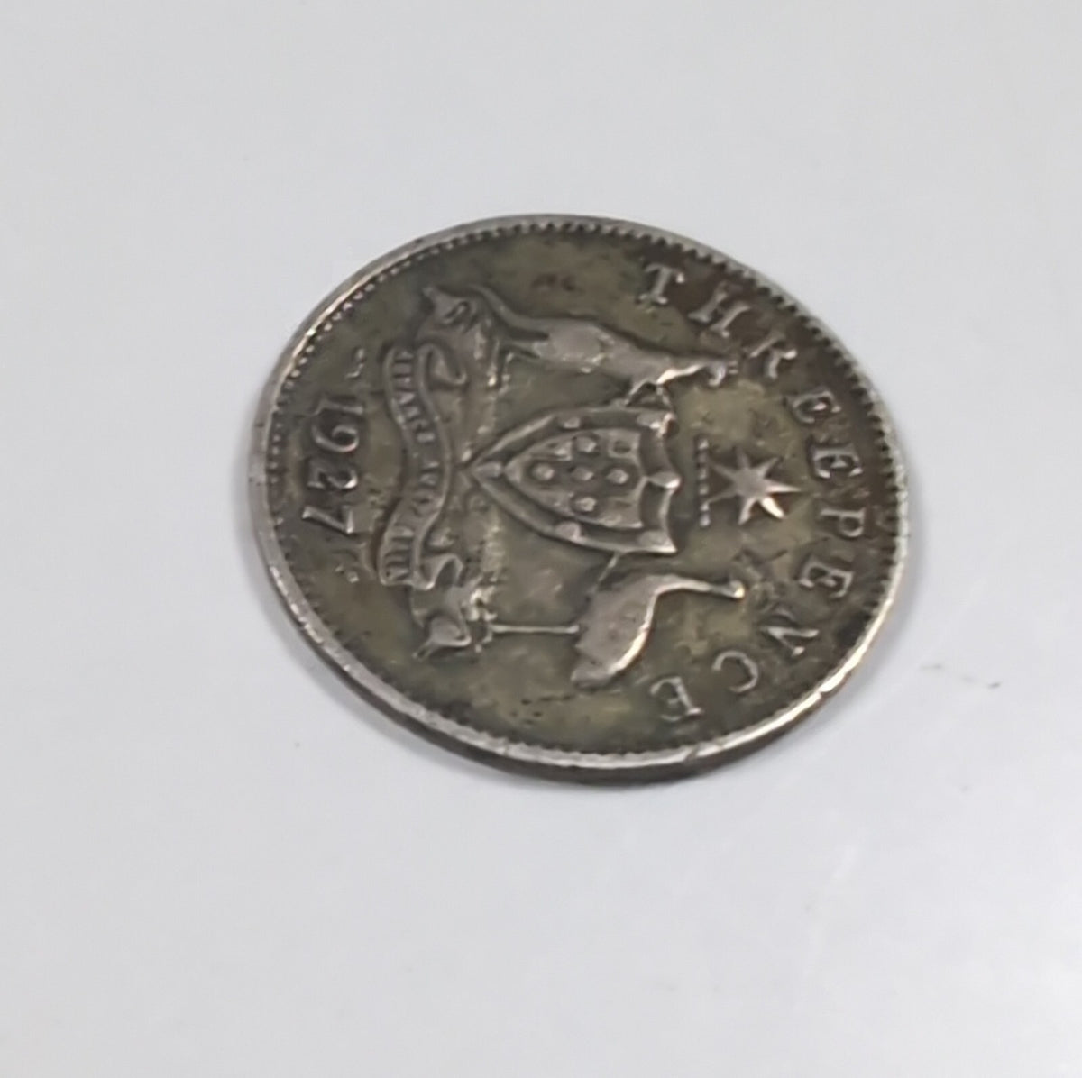1927 George V Sterling Silver 3D Threepence Coin Good Condition Vintage Coin