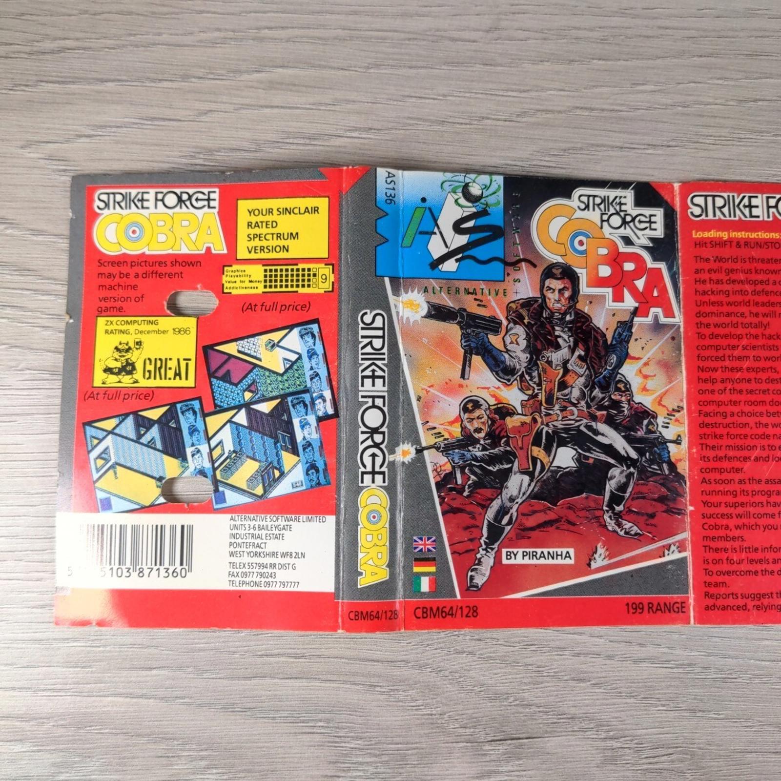 Strike Force Cobra Commodore 64 C64 Game Cassette Tested & Working  Vintage Game
