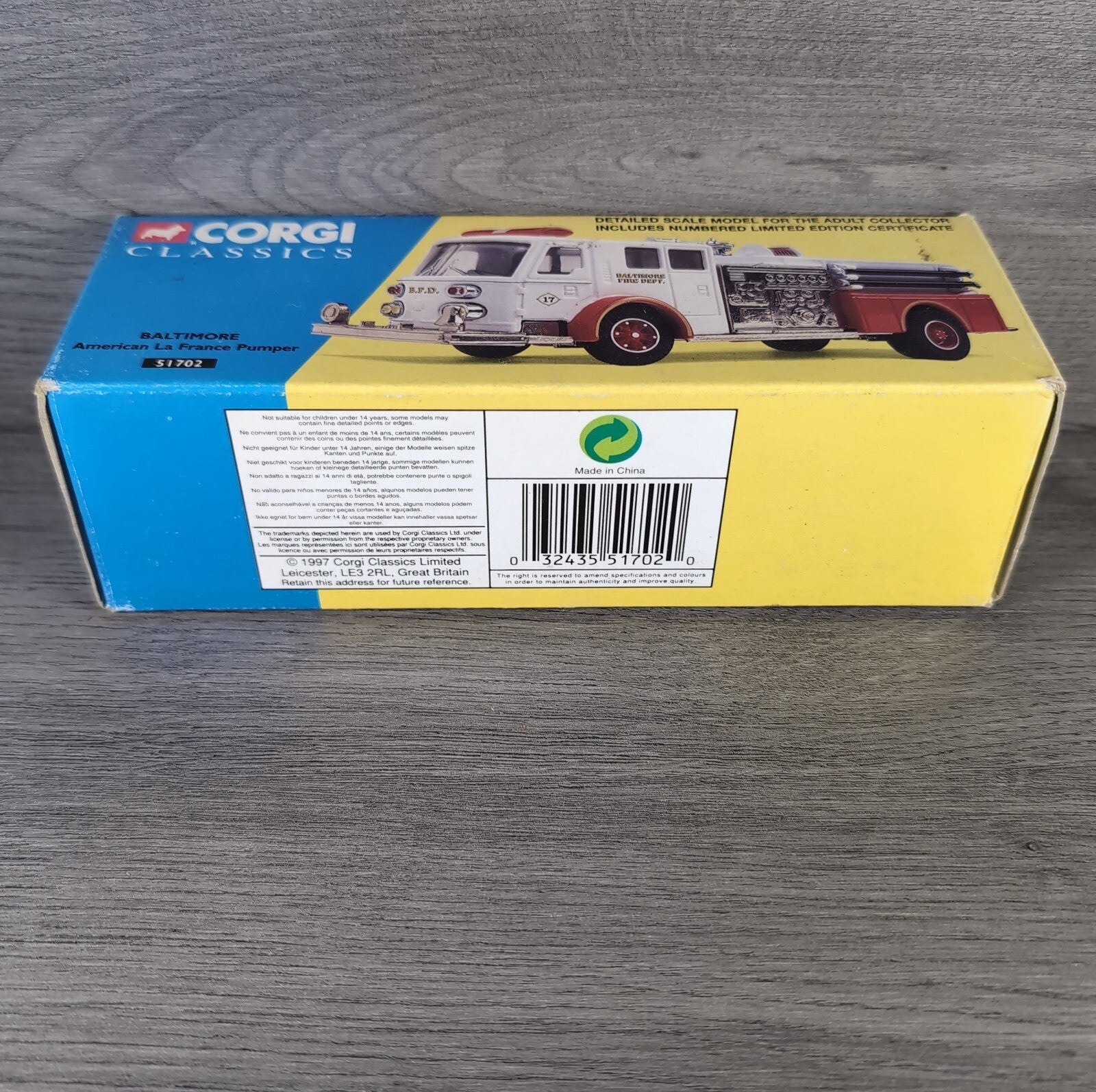 Corgi Classics Baltimore American La France Pumper 51702 Die-Cast Model