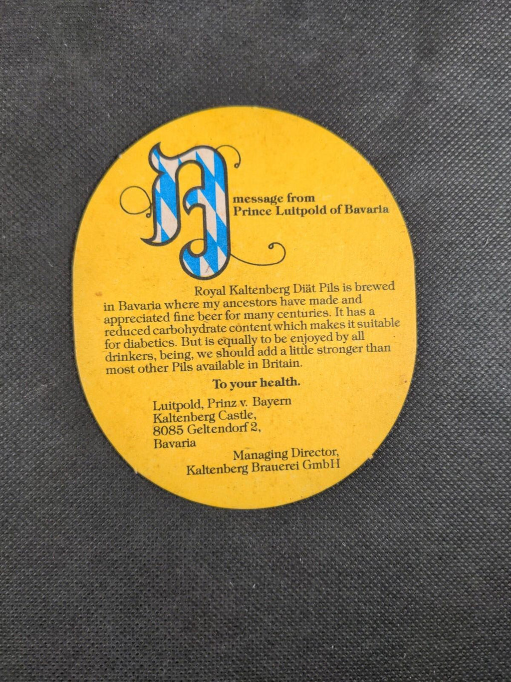 Kaltenberg Pills 5 x Vintage Beer Mats Coasters  Pub Breweriana - Retrorama UK