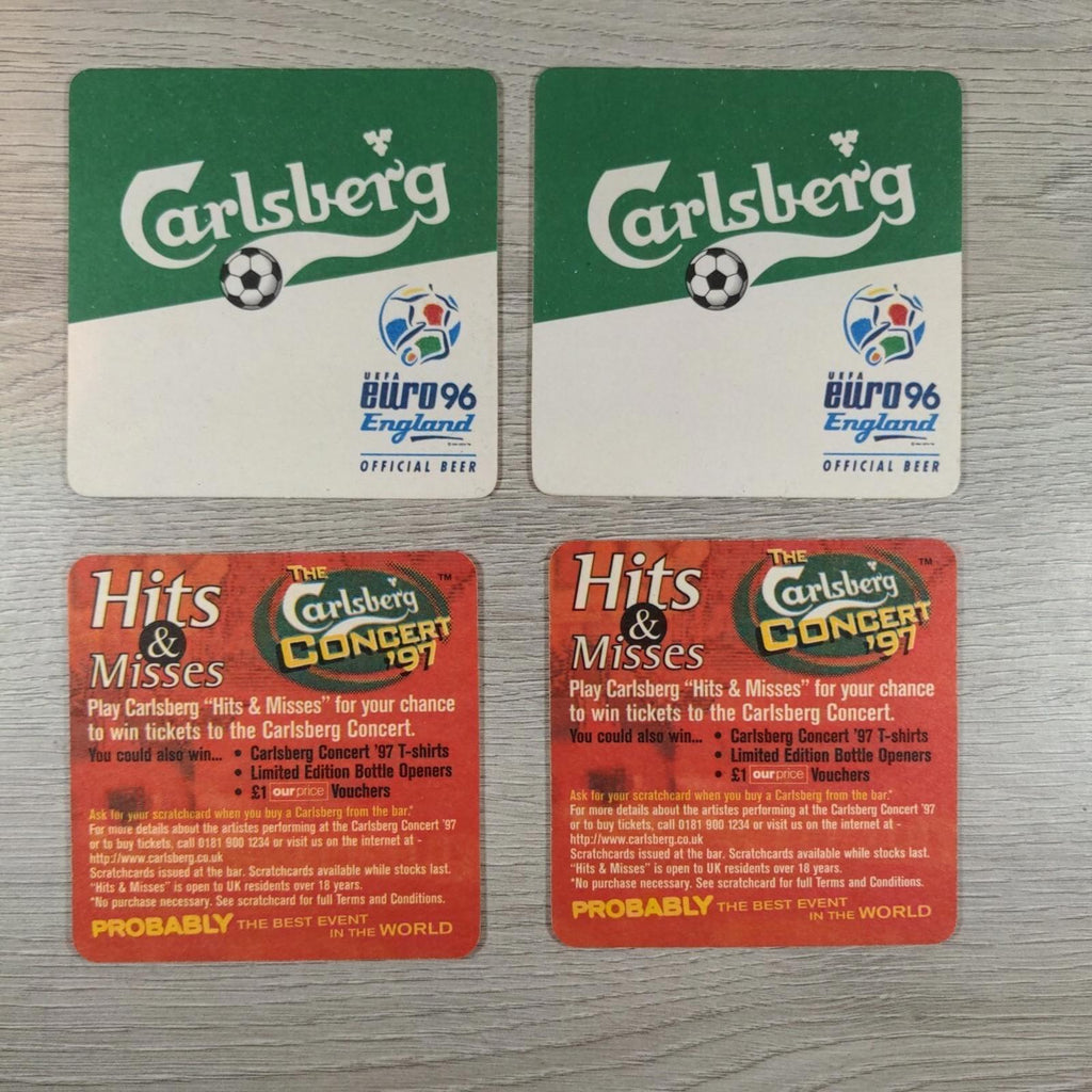 Carlsberg 4 x Vintage Beer Mats Pub Bar Coaster Breweriana - Retrorama UK
