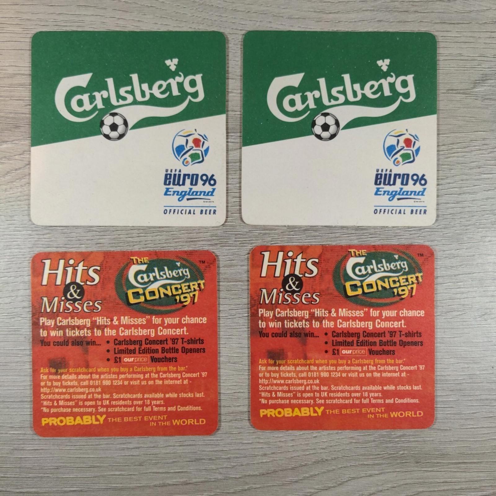 Carlsberg 4 x Vintage Beer Mats Pub Bar Coaster Breweriana - Retrorama UK