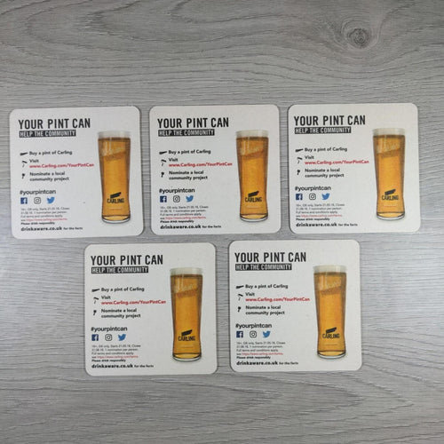 Carling 5 x Vintage Beer Mats Pub Bar Coaster Breweriana - Retrorama UK