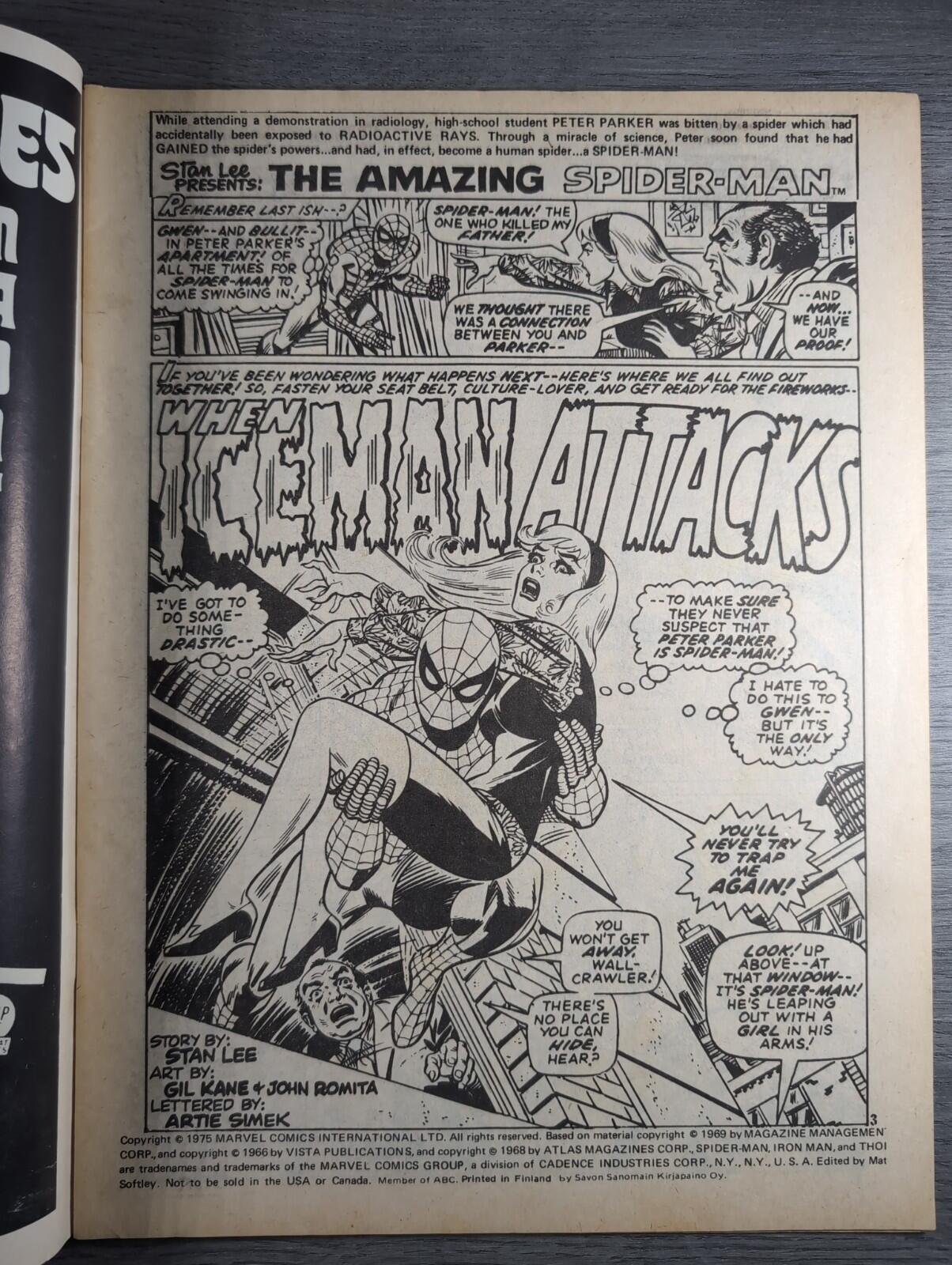 Spider-Man Comics Weekly No 121 Marvel Comics UK 7th June 1975 Vintage Comic