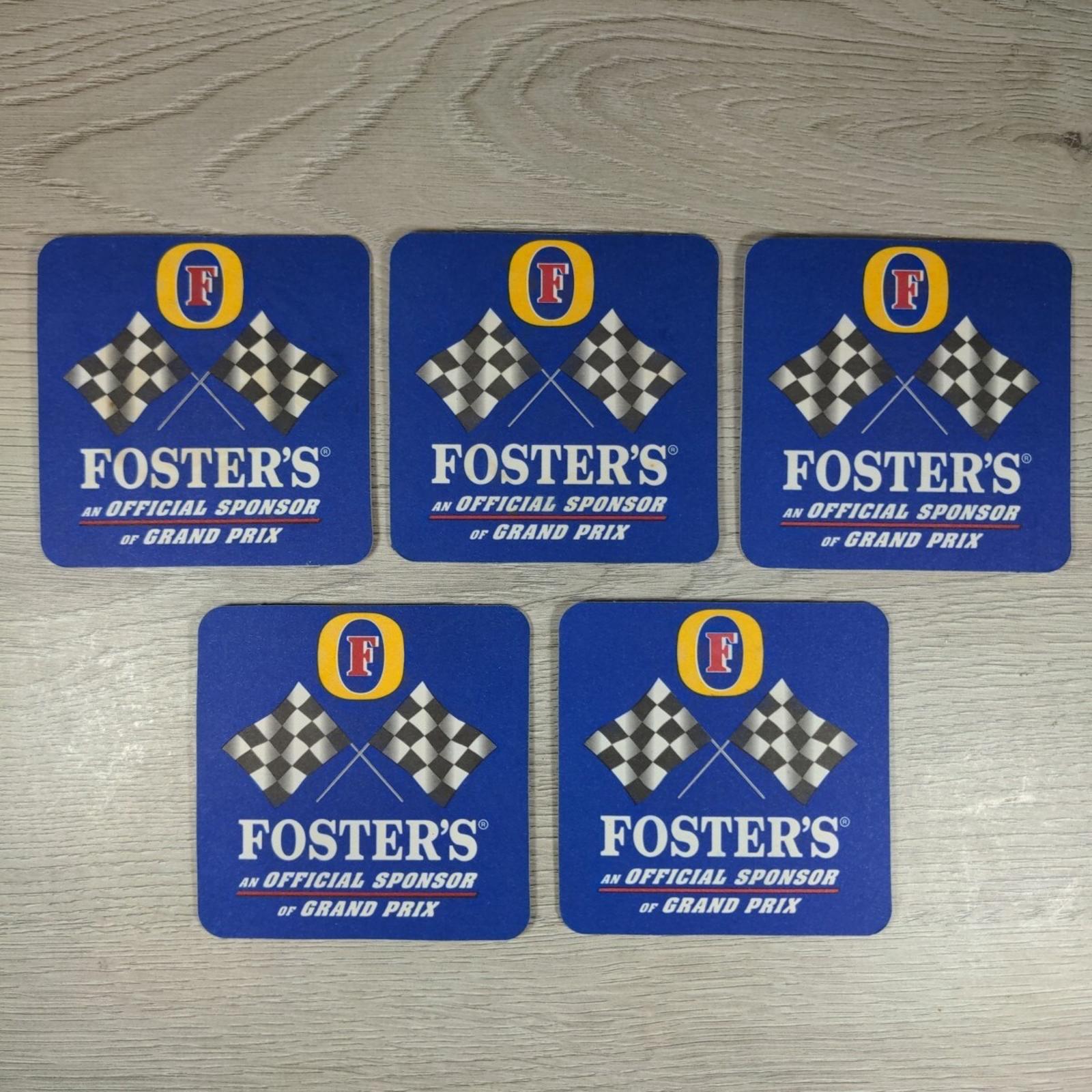 Fosters 5 x Grand Prix Vintage Beer Mats Pub Bar Coaster Breweriana - Retrorama UK