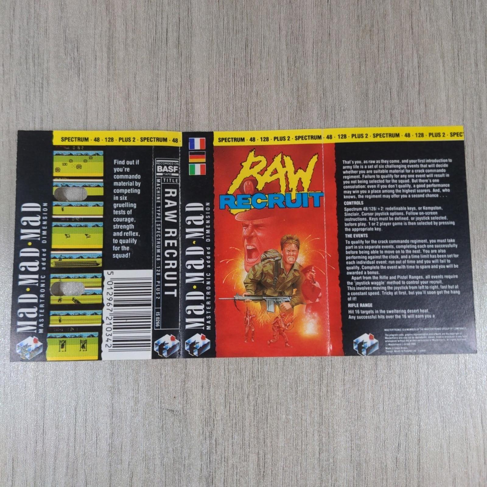 Raw Recruit  ZX Spectrum 48K 128K Plus 2 Video Game Cassette Tested & Working