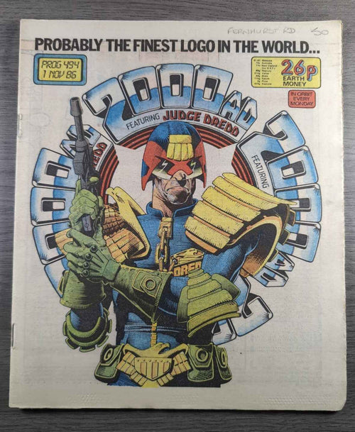 2000AD Prog 494 Featuring Judge Dread Comic 1st Nov 1986 Vintage Retro Comic