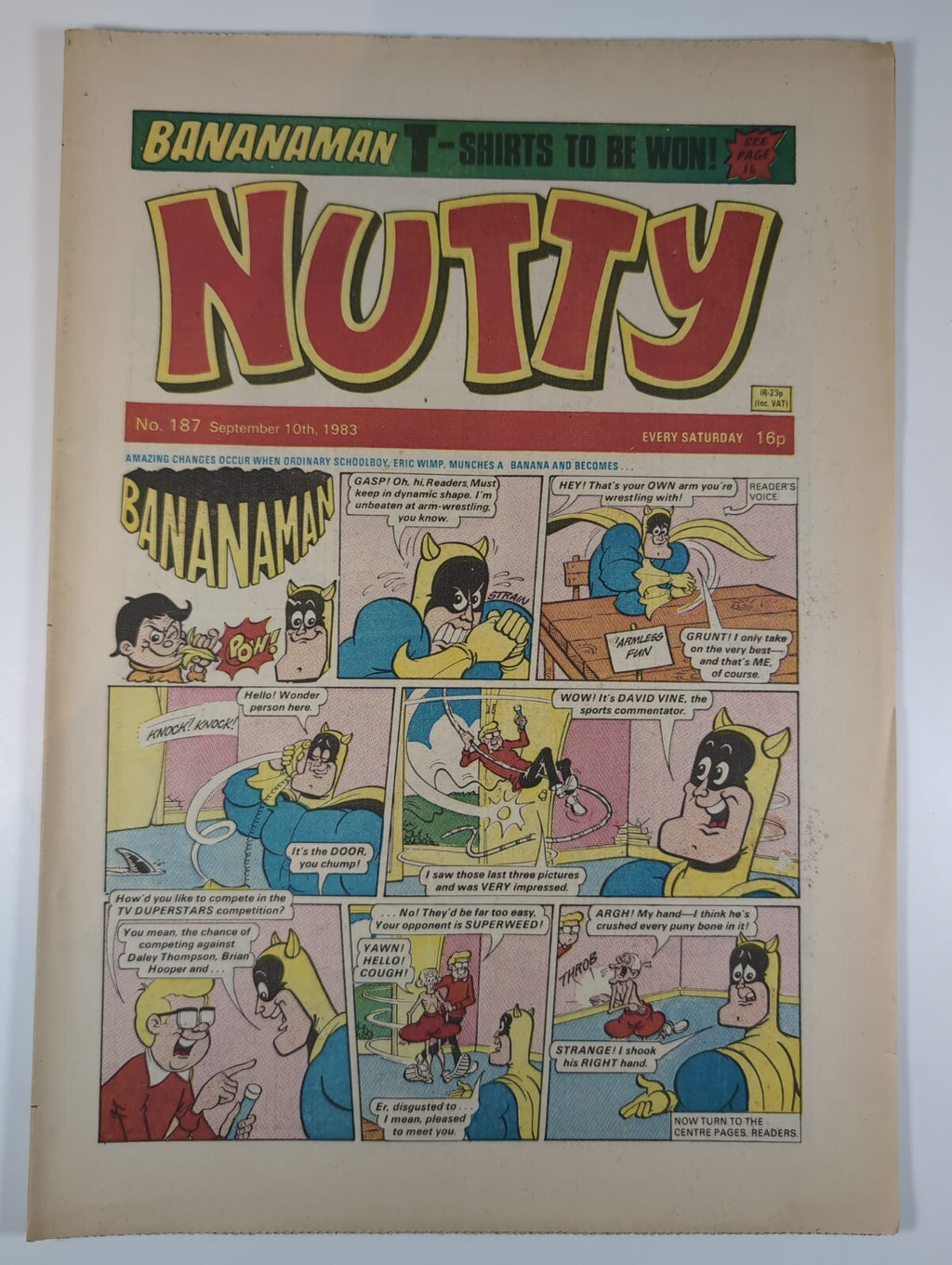 Nutty Comic Featuring Bananaman Issue No. 187 Sept 10th 1983 Vintage Retro Comic