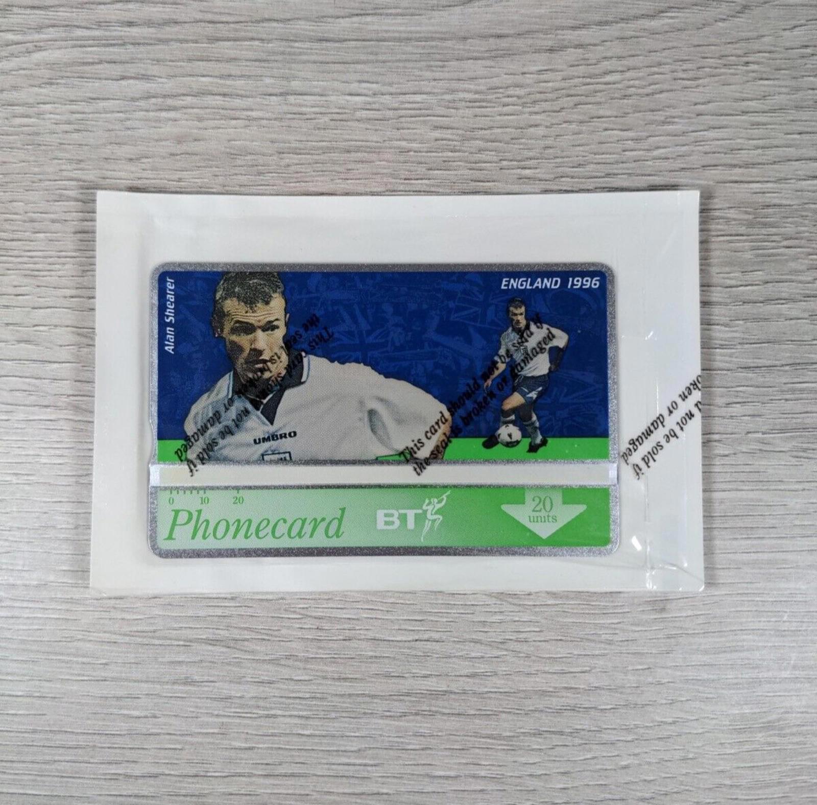 Phone Card England 1996 Alan Shearer £2 Vintage Phonecard Sealed & Unused