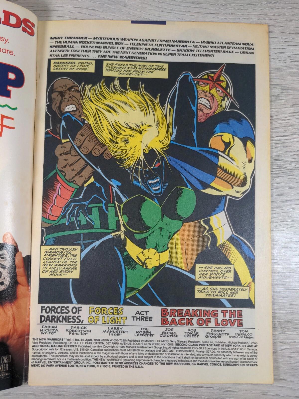 Marvel Comics: The New Warriors Forces Of Darkness Forces Of Light Part 3 #34