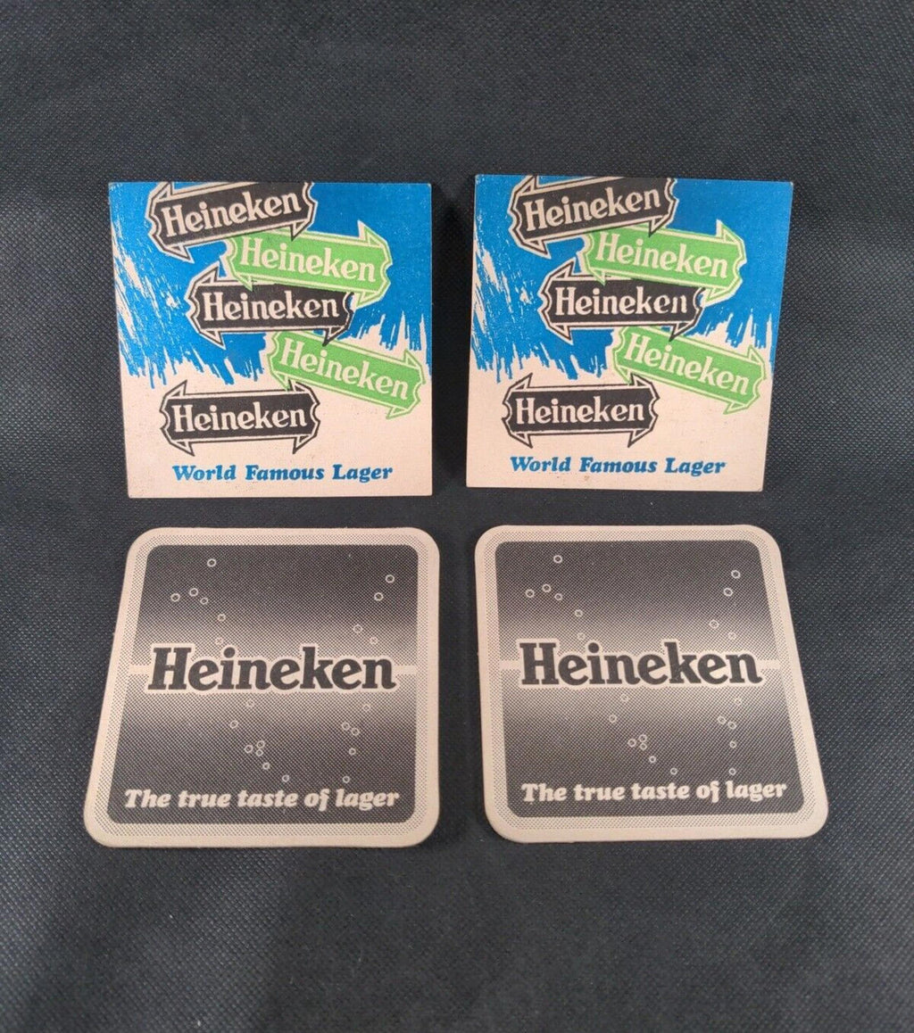 4 Vintage Beer Mats Heineken Larger - Retrorama UK