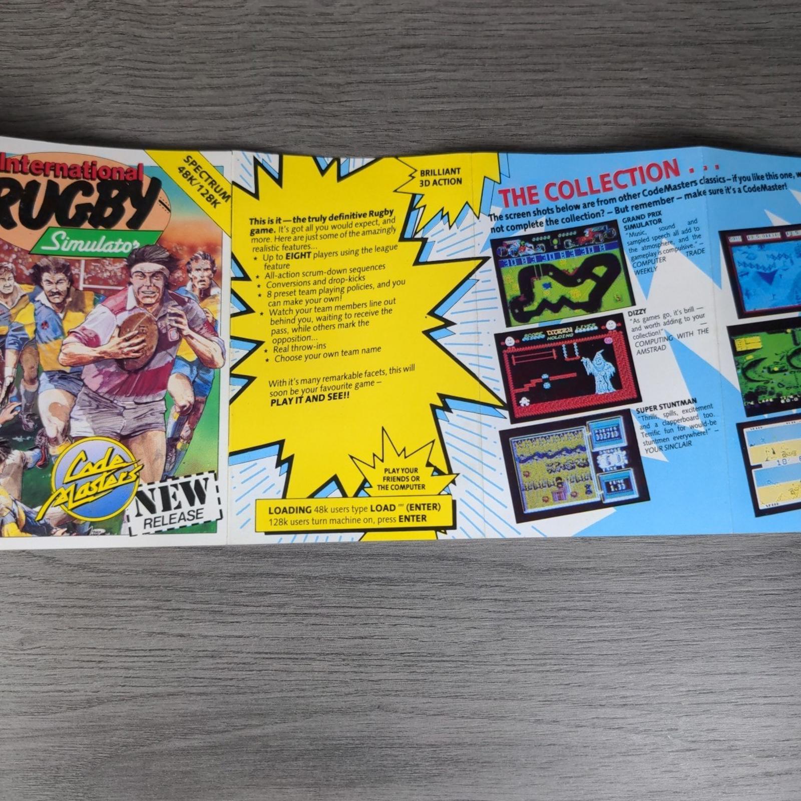 International Rugby Simulator ZX Spectrum 48/128K Game Cassette Tested & Working