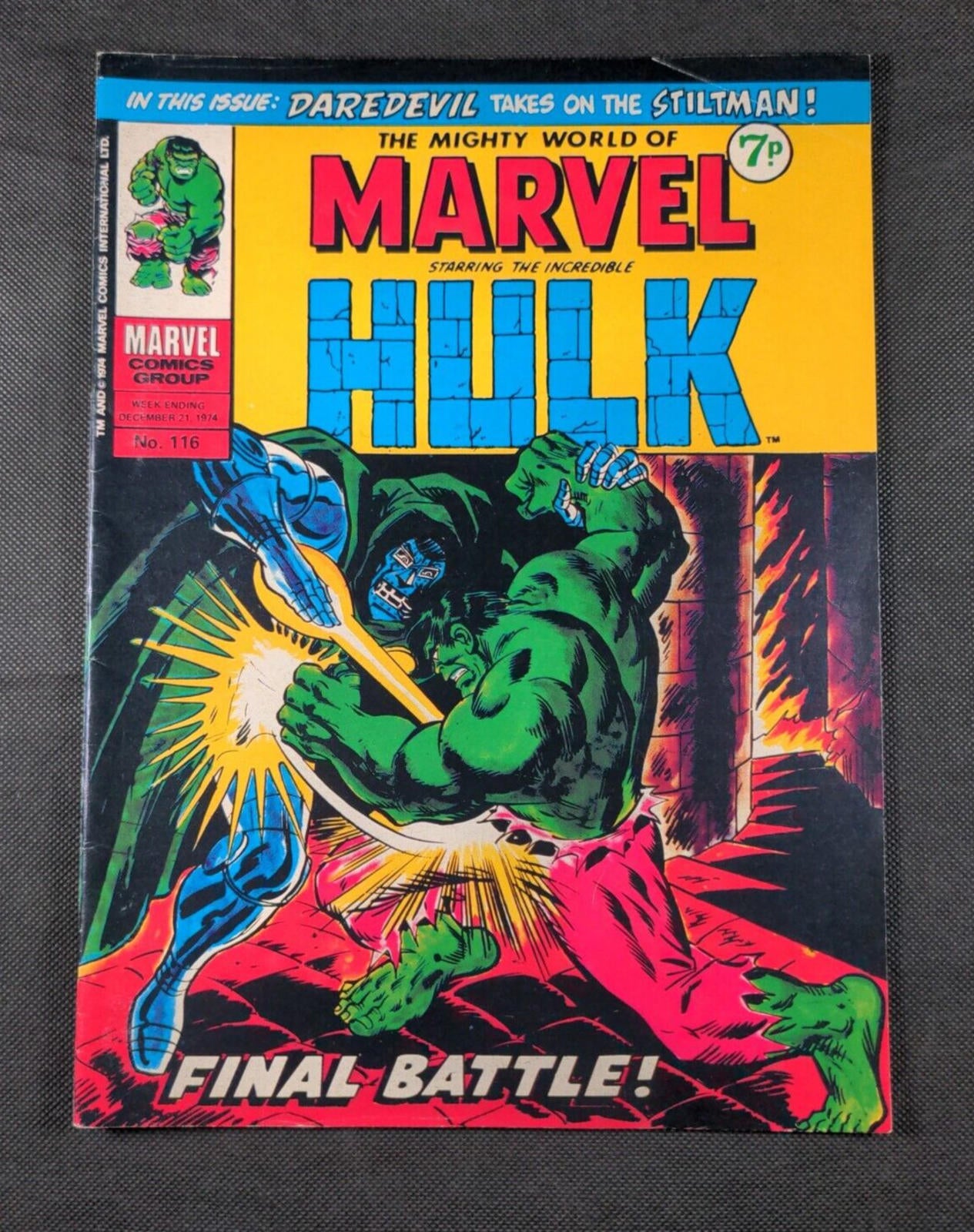 Mighty World of Marvel Comic Issue No 116 December 1974 Marvel UK Vintage Comic