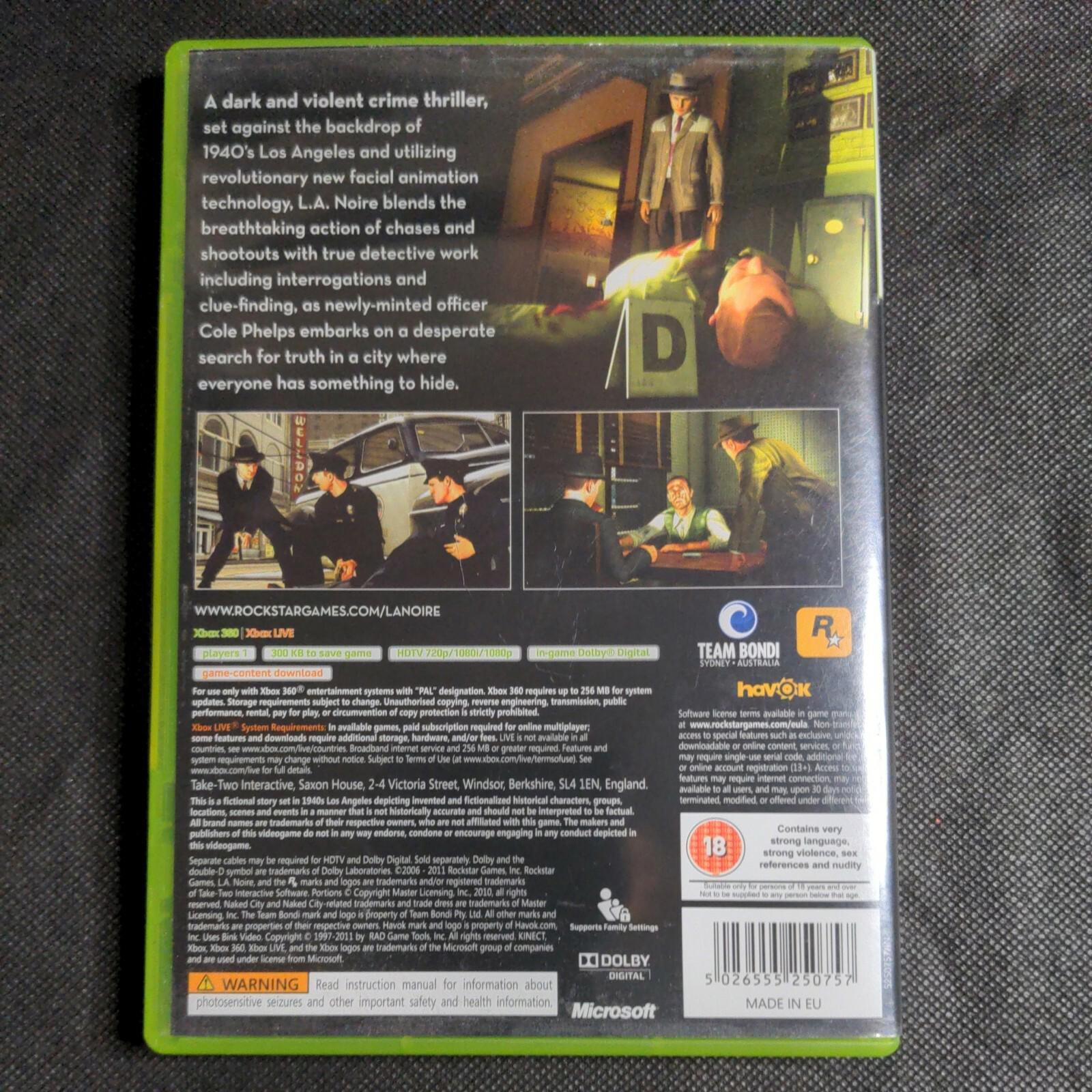 L.A. Noire Microsoft Xbox 360 Game